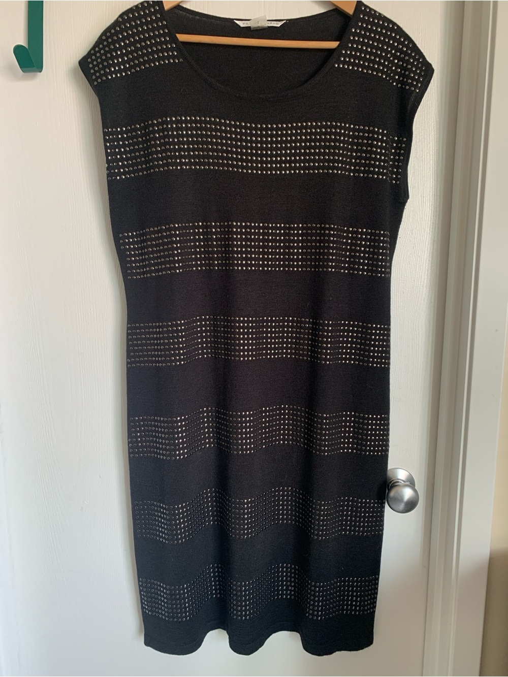 Retro Peter Nygard Black Studded Knit Shift Dress